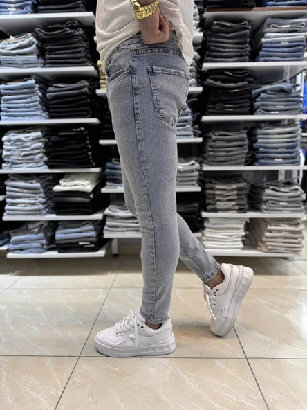 Açık Gri Mavi Yıkamalı Skinny Fit Jean 451CslKe - 3