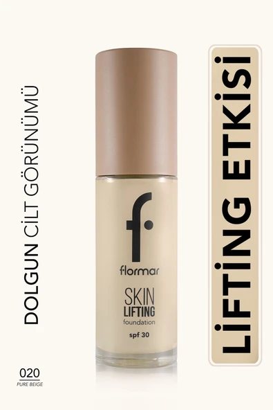 Flormar Skin Lifting 020 Pure Beige Sıkılaştırıcı Bakım Yapan Kremsi Dokulu SPF 30 Fondöten - 2