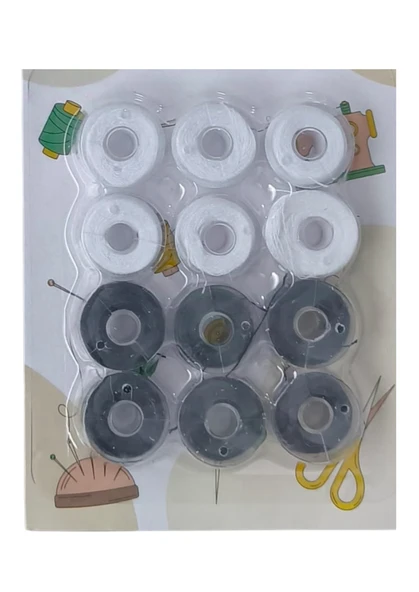 Masura İpli 12'li Plastik Siyah-Beyaz