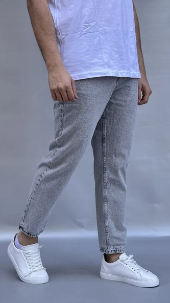 Açık Gri Yıkamalı Boyfriend Pantolon - 2