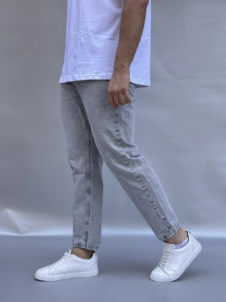 Açık Gri Yıkamalı Boyfriend Pantolon - 3