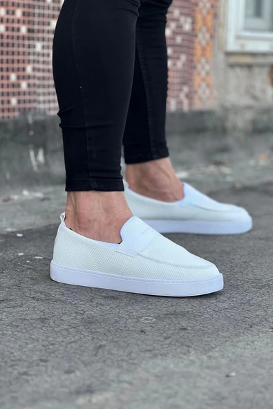Terzi Bey Tb061 Beyaz Triko Babet Erkek Casual Ayakkabı - Resim 3