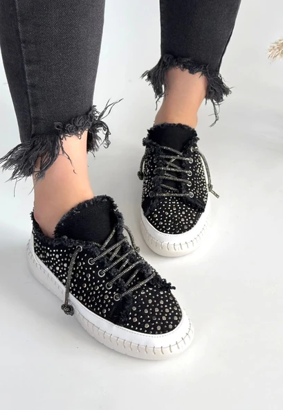 Guji Siyah Kot Bağcıklı Spor Ayakkabı