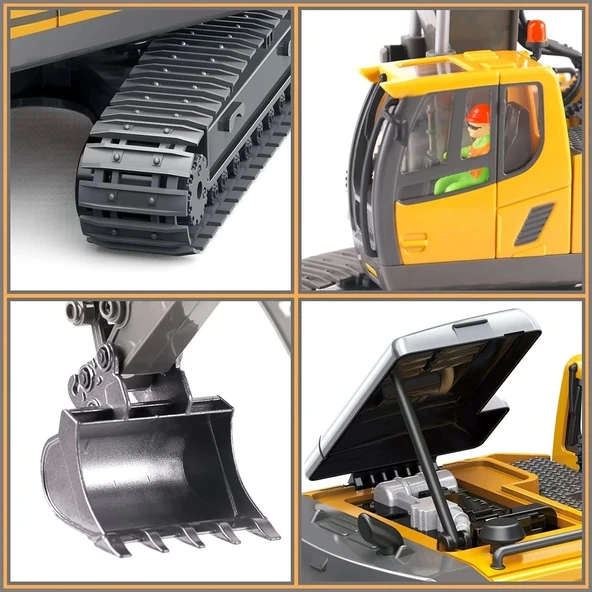 Uzaktan Kumandalı Ekskavatör full fonksiyon 11 Kanallı Alaşımlı Metal Yapı, 2.4GHz Kablosuz, USB Şarj Edilebilir 18650 L - 5