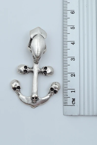 Kuru Kafa Deniz Çapa Gümüş Kaplama Düz Zincir Kolye - Resim 3