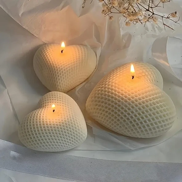 3'Lü El Yapımı Kalp Şeklinde Dekoratif Mumlar – Romantik ve Şık Tasarım Özel Günler ve Hediye Seçenekleri - 2