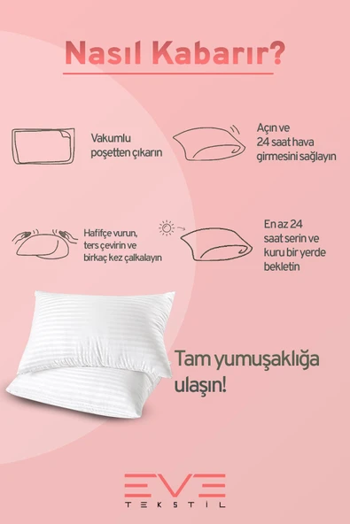 10 Adet Çizgili Saten Fermuarlı Antialerjik Yıkanabilir Silikon Elyaf Yüksek Dolgulu Yastık 900 gr - 4