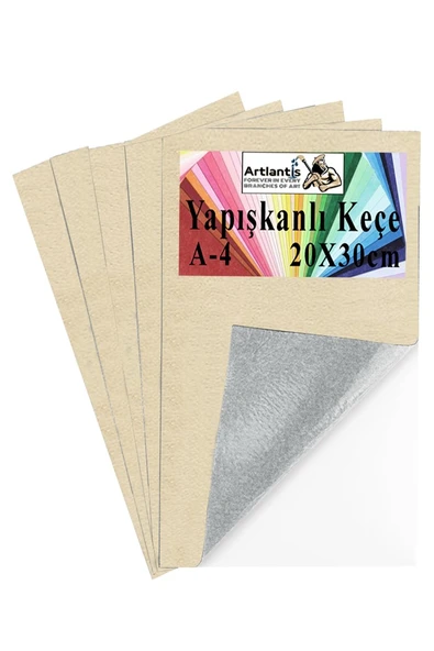 Yapışkanlı Keçe A4 20X30 cm 5 li 1 Paket 2.0 mm Kendinden Yapışkanlı Renkli Hobi Keçesi Elişi Keçe Kumaşı Anasınıfı Kreş - 10
