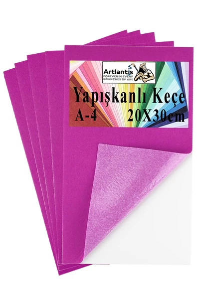 Yapışkanlı Keçe A4 20X30 cm 5 li 1 Paket 2.0 mm Kendinden Yapışkanlı Renkli Hobi Keçesi Elişi Keçe Kumaşı Anasınıfı Kreş - 5