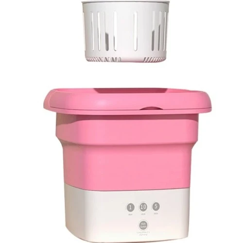 Pembe Katlanabilir Mini Çamaşır Makinesi TdrTR