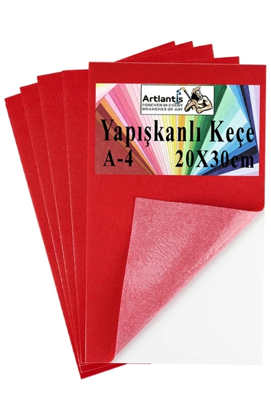 Yapışkanlı Keçe A4 20X30 cm 5 li 1 Paket 2.0 mm Kendinden Yapışkanlı Renkli Hobi Keçesi Elişi Keçe Kumaşı Anasınıfı Kreş - 8