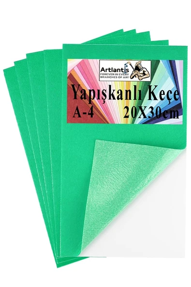 Yapışkanlı Keçe A4 20X30 cm 5 li 1 Paket 2.0 mm Kendinden Yapışkanlı Renkli Hobi Keçesi Elişi Keçe Kumaşı Anasınıfı Kreş - 3