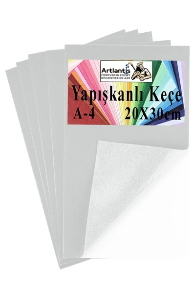 Yapışkanlı Keçe A4 20X30 cm 5 li 1 Paket 2.0 mm Kendinden Yapışkanlı Renkli Hobi Keçesi Elişi Keçe Kumaşı Anasınıfı Kreş - 4