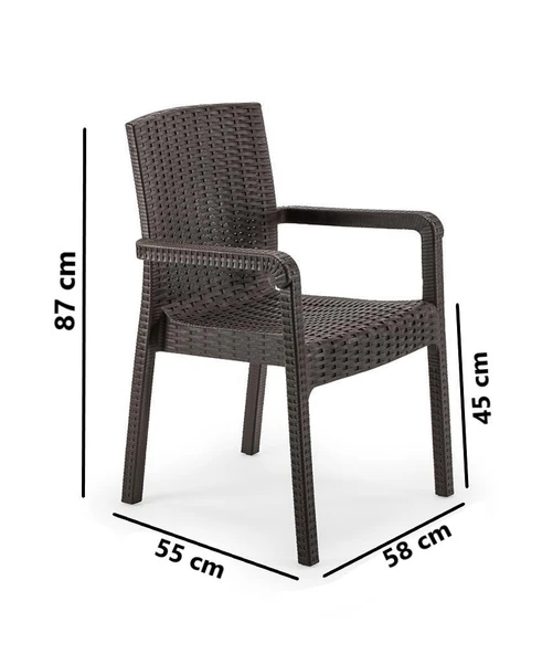 Omnipazar SY-2527 Royale Hasır Desenli Rattan Bahçe Koltuk Sandalye 4'lü Set - 2