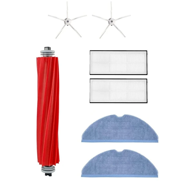 Roborock S7 Max Robot Süpürge Uyumlu 7'li Yedek Fırça Hepa Filtre Mop Seti