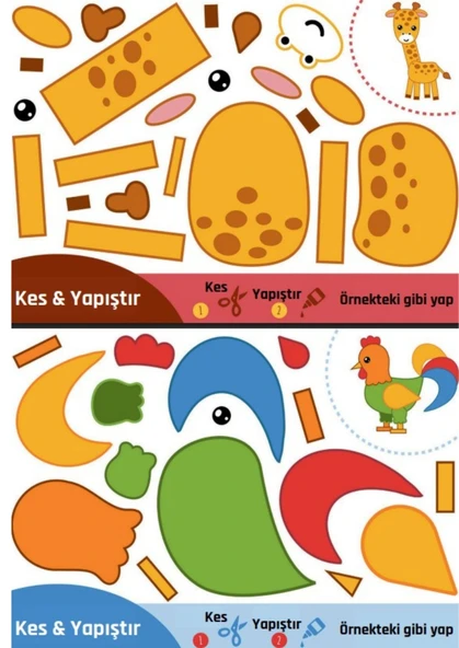 Okul Öncesi KES-YAPIŞTIR Etkinlikleri Seti (76 Hayvan) - Resim 4