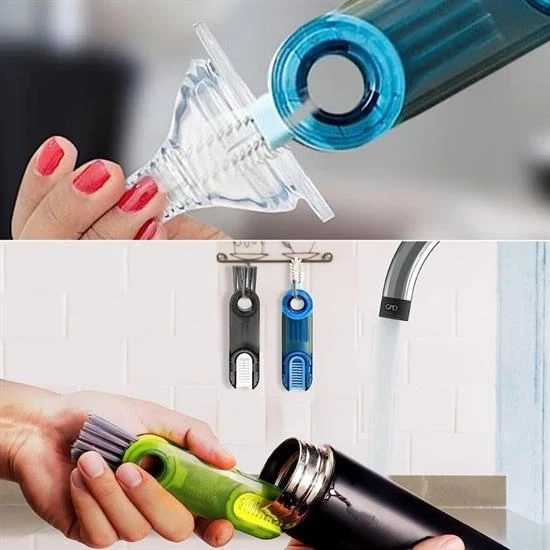 BUFFER®  3 Fonksiyonlu Pratik Şişe Temizleme Fırçası Mutfak Banyo Araç İçin Çok Amaçlı Fırça - 4