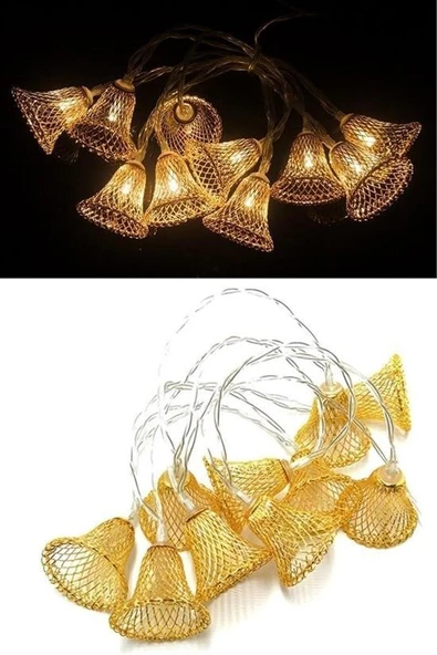 BUFFER® Parti ve Özel Gün Dekorasyonu Çan Şeklinde Metal Şerit Led Işık - 7