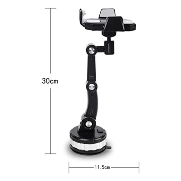 BUFFER® Jel Vantuzlu Cama Takılabilen Güçlü 360 Derece Dönebilen Ayarlanabilir Araç Içi Vantuzlu Telefon Tutucu - 3