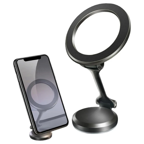 BUFFER® Tüm Telefonlarla Uyumlu Manyetik Araç Telefonu Tutacağı Katlanır 360 Derece Dönen Telefon Standı - 2