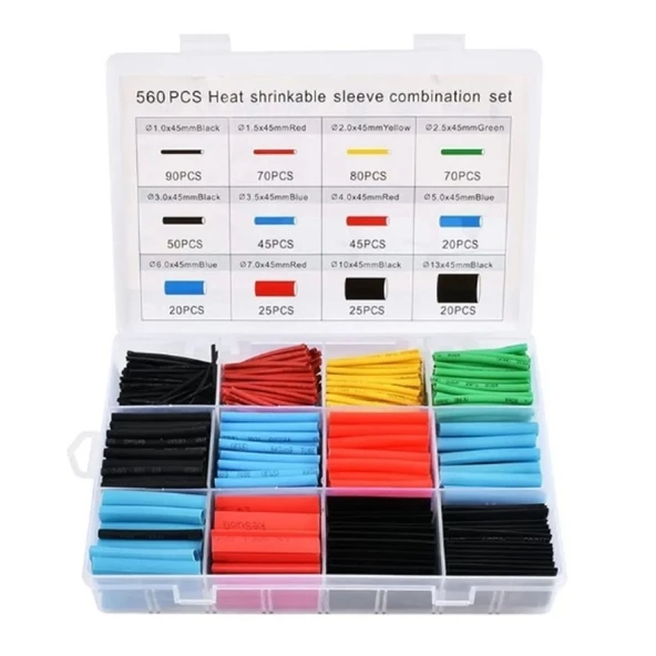 BUFFER® 560 Parça Isıyla Daralan Makaron Kablo Koruyucu Kılıf Makaron Kablo Yalıtım Makaron Seti - 2