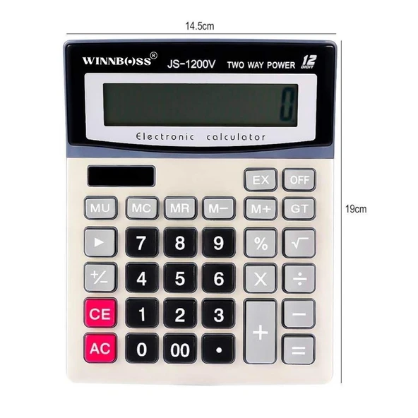 BUFFER® 12 Haneli Geniş LCD Ekran, Pilli Büyük Düğmeli Hesap Makinesi - 5