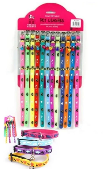 BUFFER® Çıngıraklı Zilli Sevimli Renkli Slikon Kedi Köpek Boyun Tasması - 3