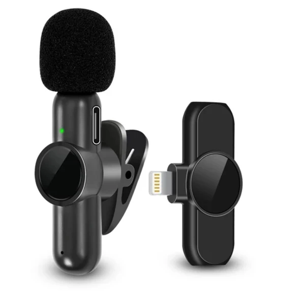 BUFFER® Type C Uyumlu İphone Dönüştürücülü Kablosuz Yaka Mikrofonu Android ve İphone Uyumlu Mini Mikrofon - 3