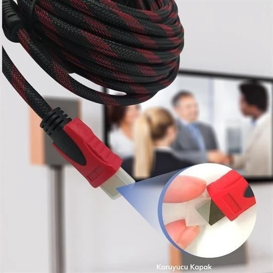BUFFER® HDMI Kablosu HDTV Bilgisayar Uydu Görüntü Ses Full HD Sargılı Görüntü Aktarma Kablosu - 2