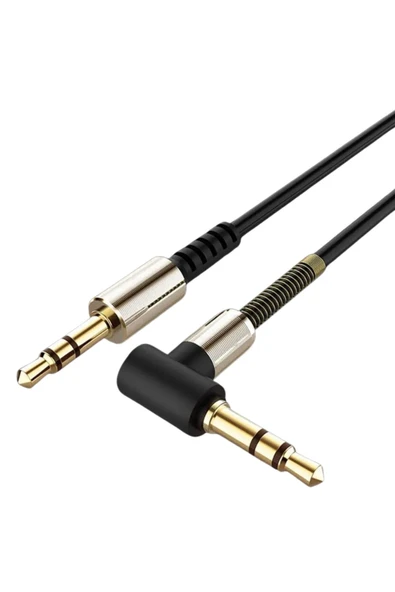 BUFFER®  3.5mm AUX Kablosu Jak Erkek Erkek L Tipi 1 Metre Ses Aktarım Kablosu - 7