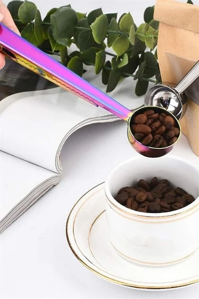BUFFER® Mandallı Kahve Ölçü Kaşığı Renkli Çok Fonksiyonlu Paslanmaz Çelik Kaşık - 8