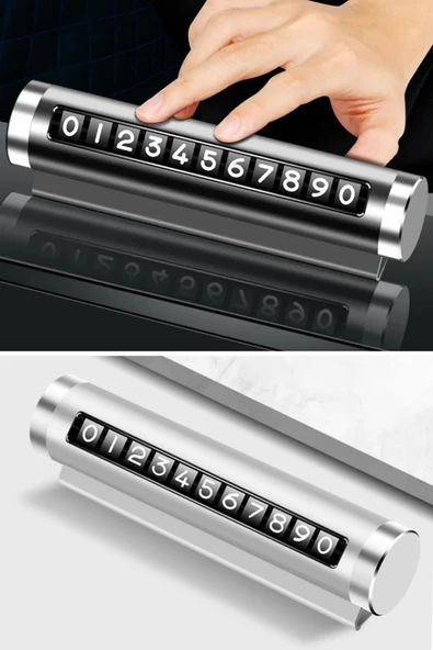 BUFFER® Alüminyum Kasa Gri Renk Çevirmeli Araç Içi Telefon Numaratörü Park Oto Numaratörü - 7