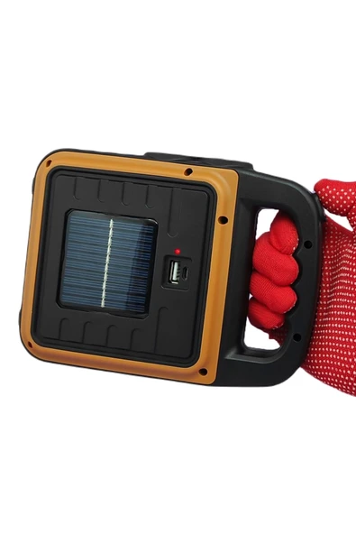 BUFFER® Taşınabilir 4 Farklı Fonksiyonlu Güneş Enerjili ve USB ile Şarj Olabilen Portatif Led Işıldak HS-8020 - 6