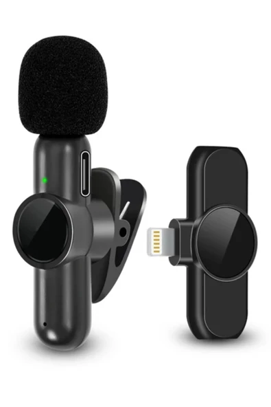 BUFFER® Type C Uyumlu İphone Dönüştürücülü Kablosuz Yaka Mikrofonu Android ve İphone Uyumlu Mini Mikrofon - 8