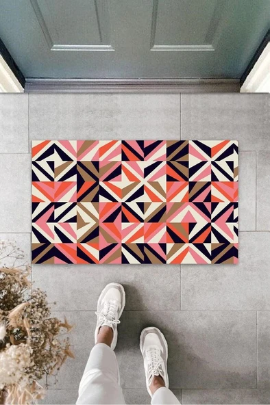 Renkli Kapı Önü Paspası Modern Desen  K-3244 ürün görseli