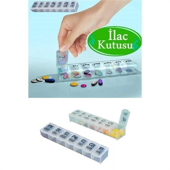 BUFFER® Haftalık Günlük İlaç Saklama Kutusu 7 Günlük İlaç  Saklama Kabı - 5