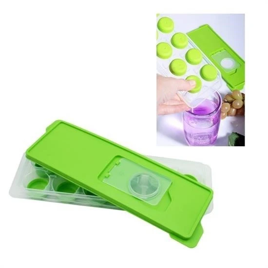 BUFFER® 12li Kapaklı Yapışmaz Silikon Tabanlı Plastik Küp Buz Kalıbı - 5