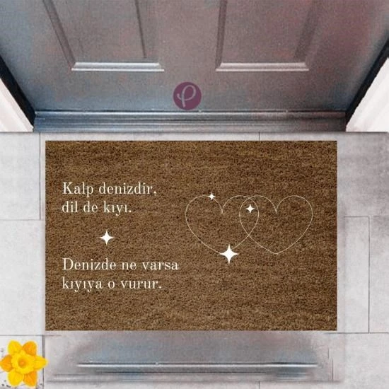 Kapı Önü Paspası Dekoratif Dijital Baskı Çift Kalp P-2467 ürün görseli