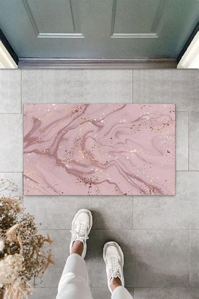Dijital Modern Dalgalı Koyu Pembe Kapı Paspası Dış Mekan Paspas K-3118 ürün görseli