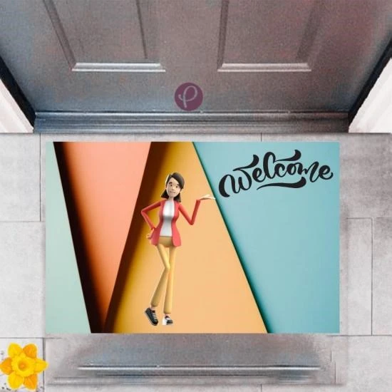 Kapı Önü Paspası Dekoratif Dijital Baskı Welcome P-2342 ürün görseli