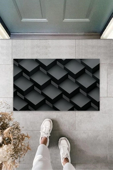 Dijital Baskı Siyah Küp Paspas K-3141 ürün görseli