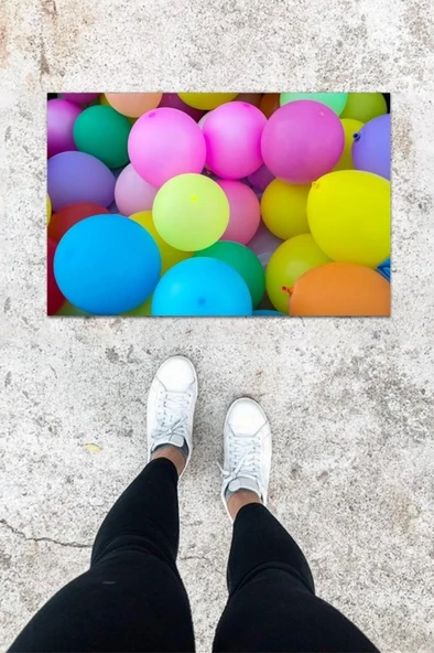 Dijital Baskı Renkli Balon Desen Kapı Önü Paspası K-1015 ürün görseli