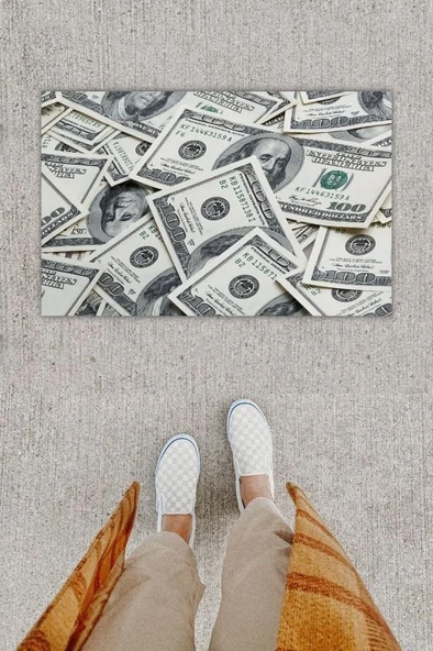 Dijital Baskı Dekoratif Dolar Renkli Kapı Önü Paspası K-1241 ürün görseli