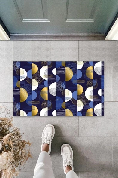 Dijital Baskı Lacivert Yarım Daire Kapı Paspası ürün görseli