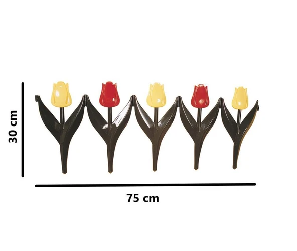 Omnipazar SY-5996 Lale Plastik Bahçe Çiti 30x75 cm 4'lü Set Sarı-Kırmızı - 2