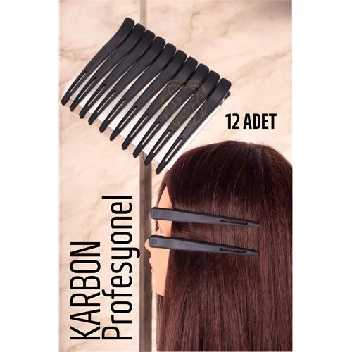 ModaCar Saç Klipsi Karbon Plastik Toka Profesyonel 12 Adet