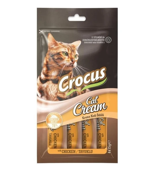 Crocus Tavuklu Sıvı Kedi Ödül Maması 15 gr x 4 Adet