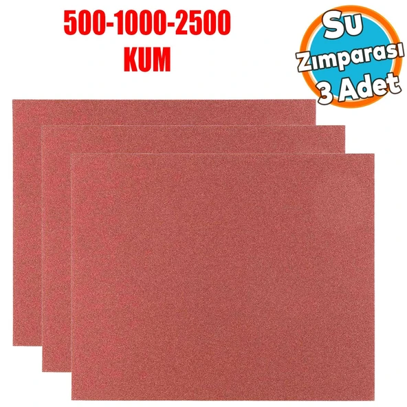 Araç Otomotiv Far Temizleme Parlatma İnce Kalın Su Zımpara Seti Kağıt 500-1000-2500 Kum (3 Adet)