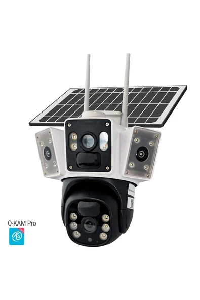 Avenir Av-s428 Solar Smart Güvenlik Kamerası 4g Sim 2 Kameralı 3 3mp 3 Ekranlı Wi-fi Ptz Renkli Gece