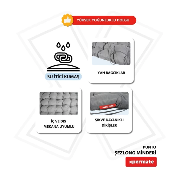 XPERMATE Şezlong Minderi PUNTO 60x180x12 cm Antrasit - Resim 3